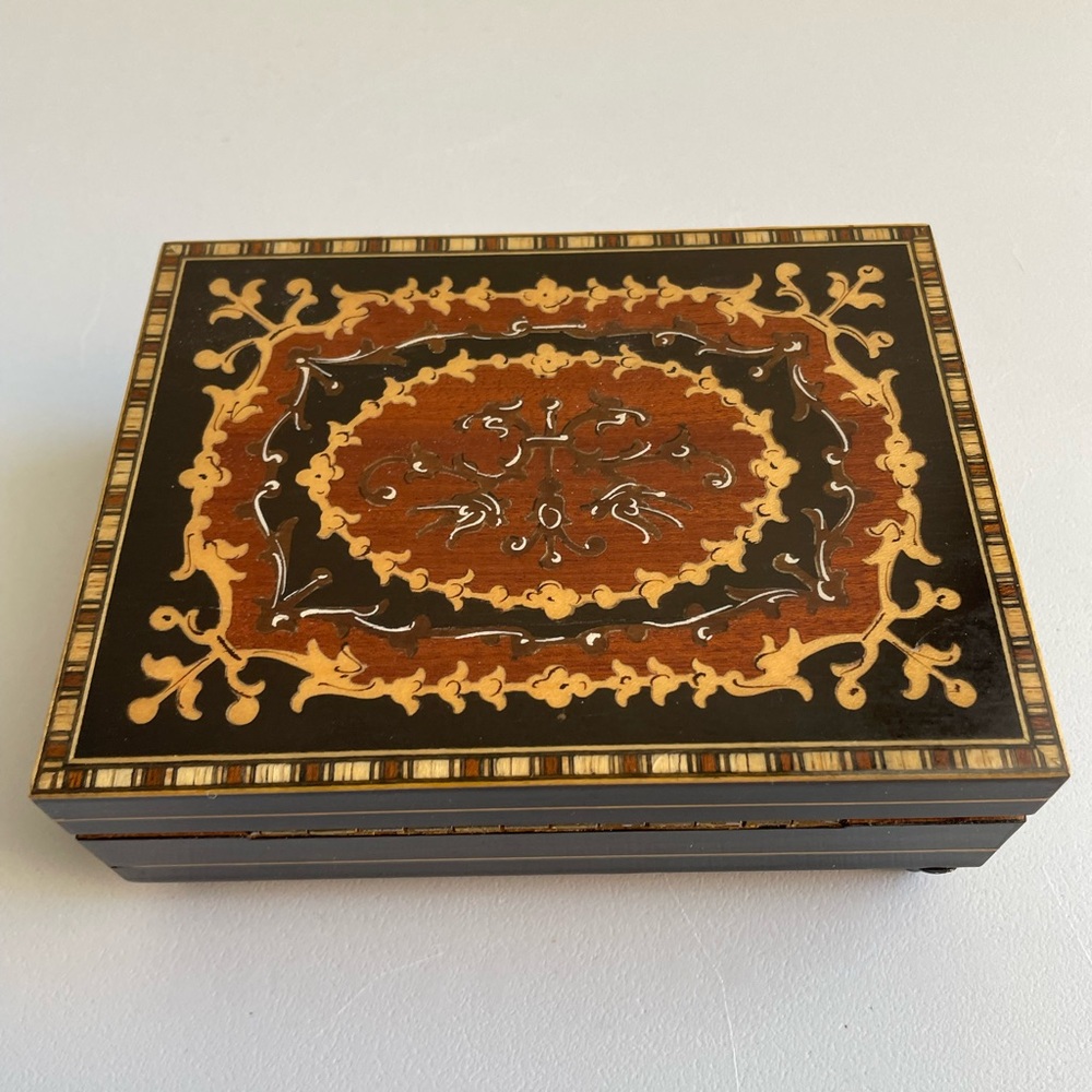 Vintage Carillon Inlaid Italian Wooden Music Box Lara's Theme From Dr Zhivago